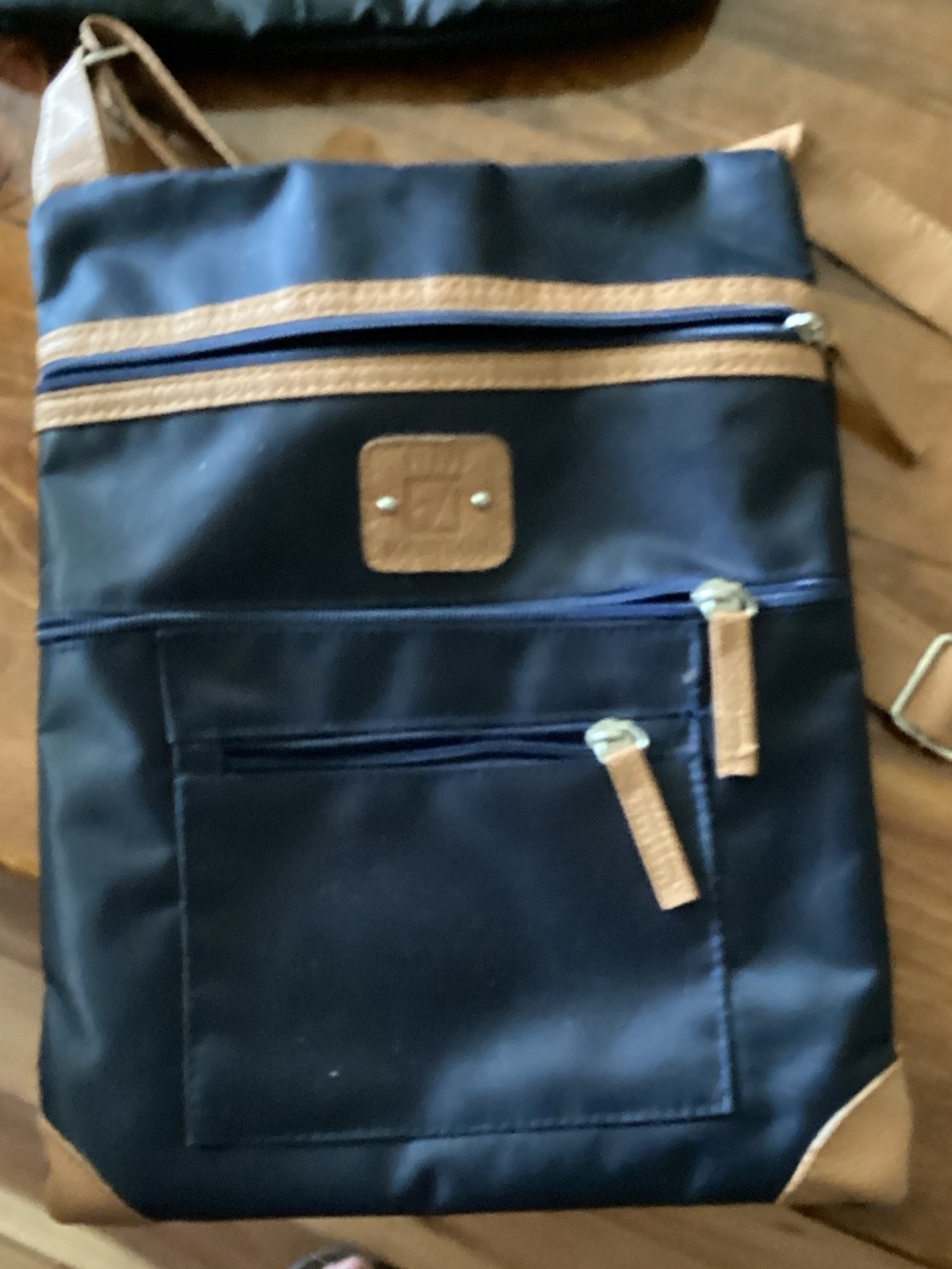 Stone Mountain Accessories Navy and Tan Crossbody Messenger Bag